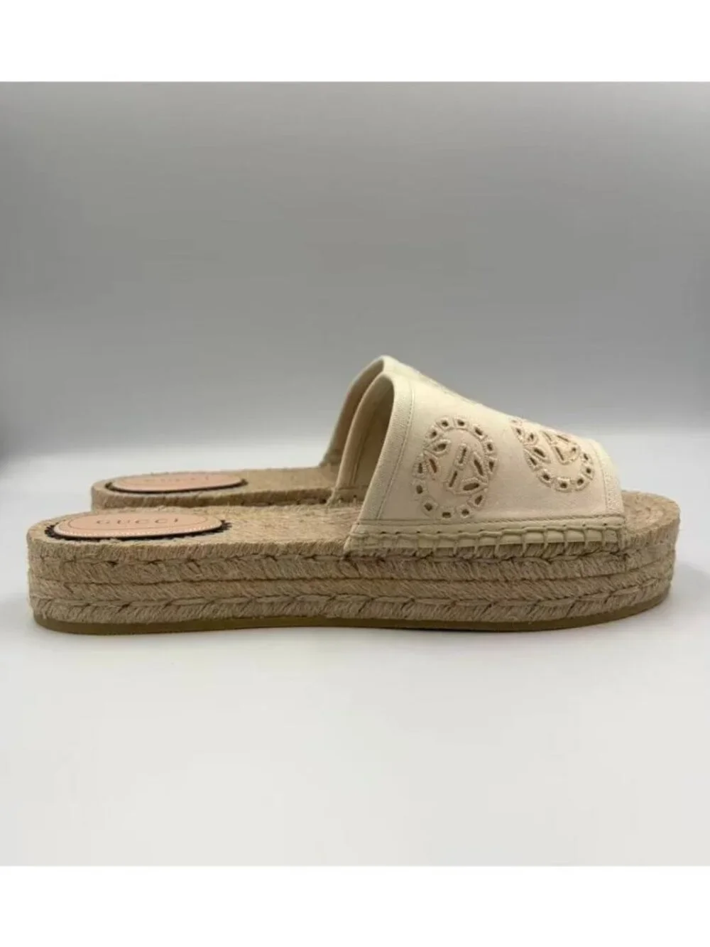 Gucci Women’s Damita Interlocking G Espadrille  Sandals Ivory EU39.5 77178